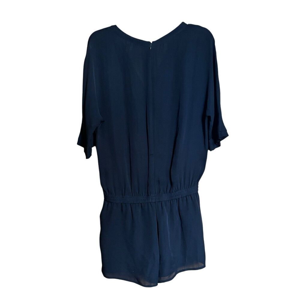 Joie Benoite Romper Womens Small Black Caviar Silk Smocked Waist Back Zipper - Picture 5 of 8